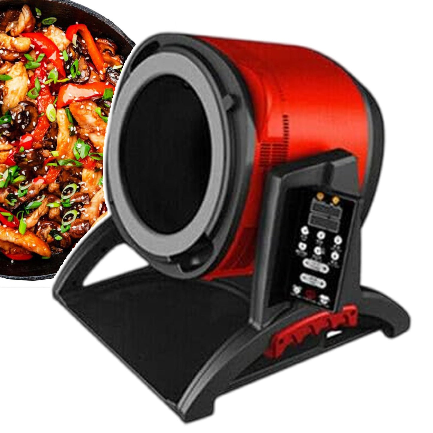 forplubossmmp Máquina de Cocina Automática 360°, Robot Salteador con Pantalla Táctil y Olla Lenta