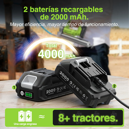 TaskStar Pistola Engrasadora a Batería 10000 PSI con 2 Baterías, Boquilla Rápida y Kit Completo