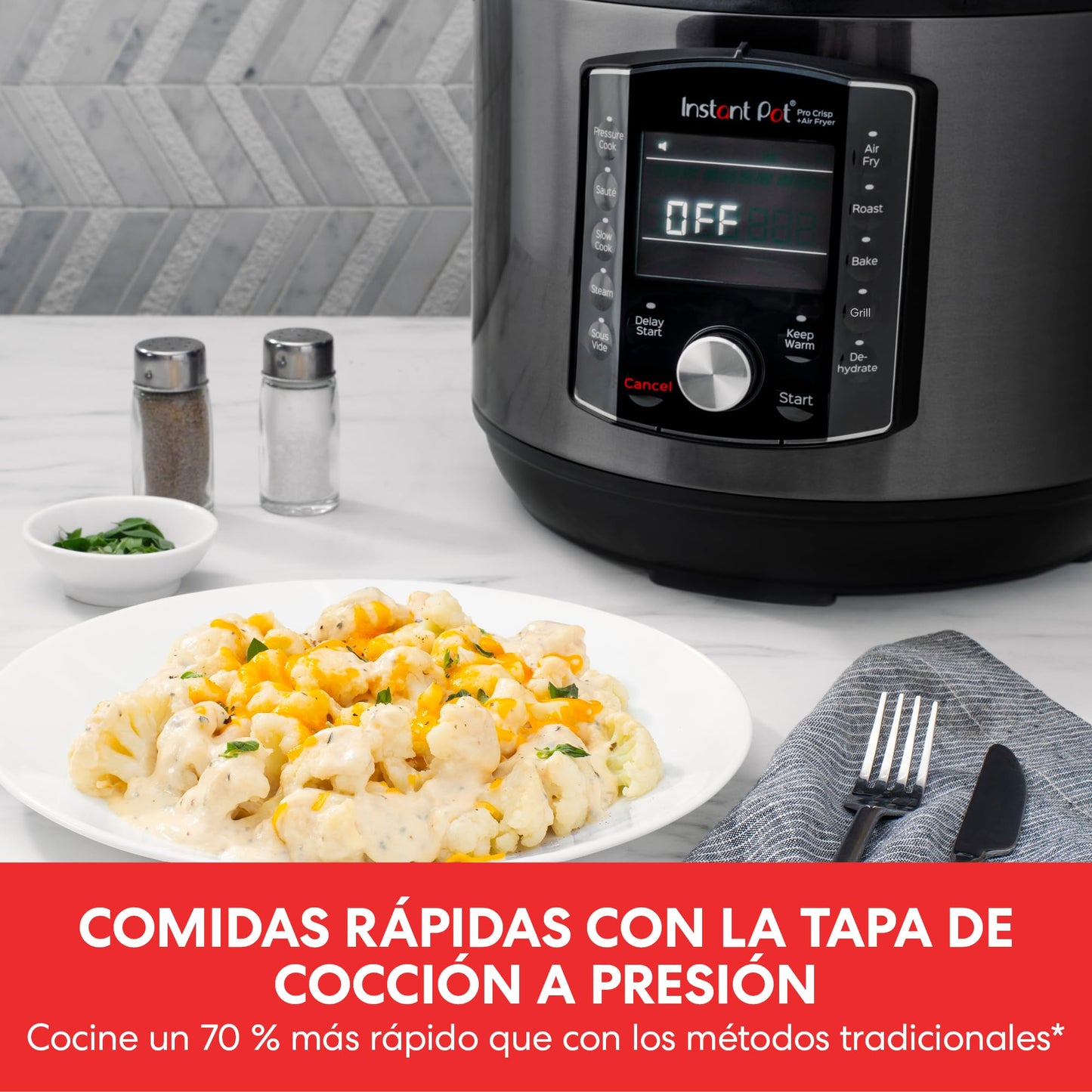 Instant Pot Pro Crisp Olla Eléctrica 11 en 1 con Freidora de Aire, 7,6 L, Acero Inoxidable