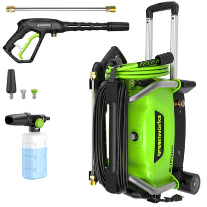 Greenworks Lavadora a Presión Portátil 2100 PSI con Ruedas y Mango Telescópico