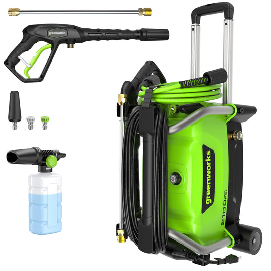 Greenworks Lavadora a Presión Portátil 2100 PSI con Ruedas y Mango Telescópico